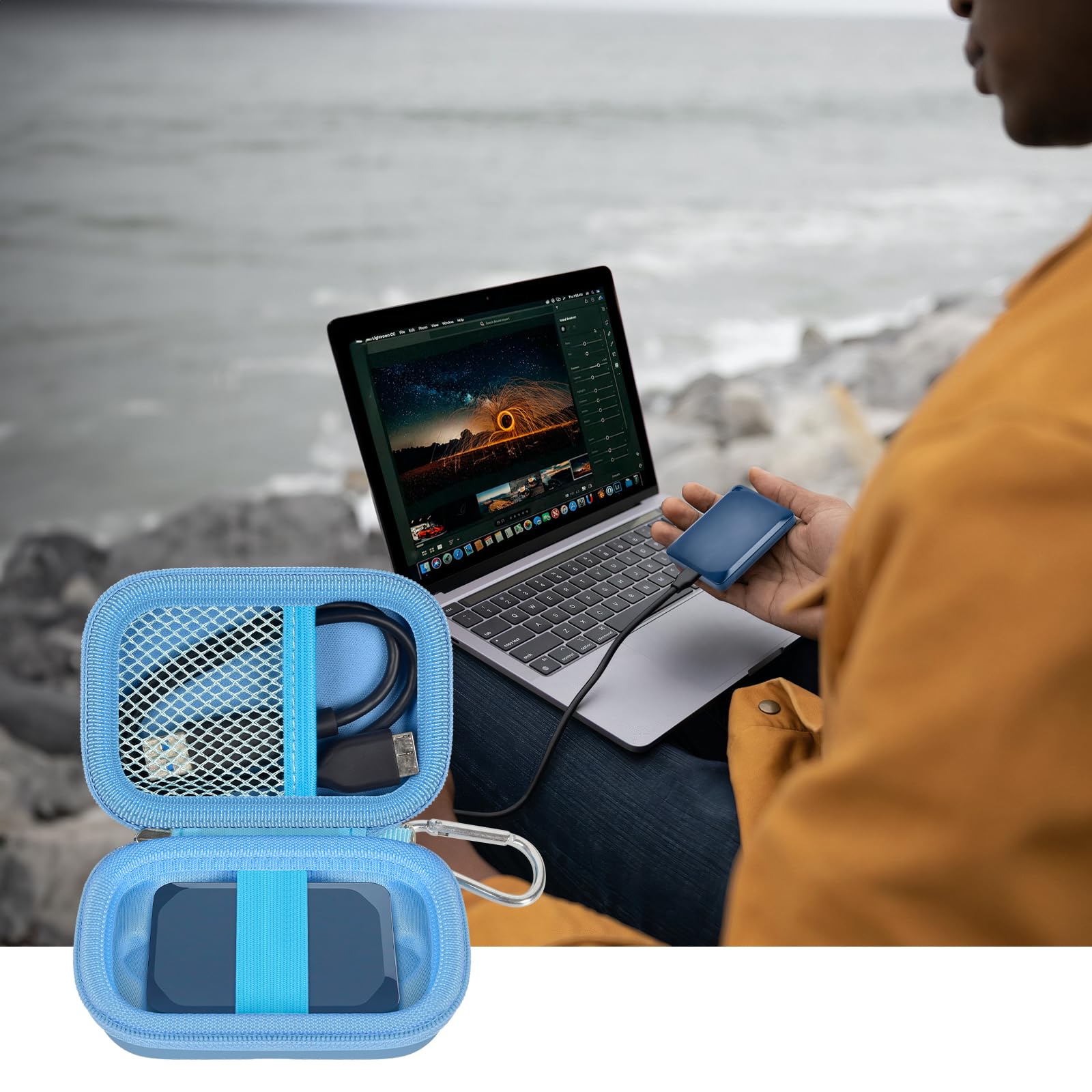 Hard Carrying Case for Crucial X10/X9 Pro Portable SSD–Shockproof External SSD Storage Bag with Mesh Pocket