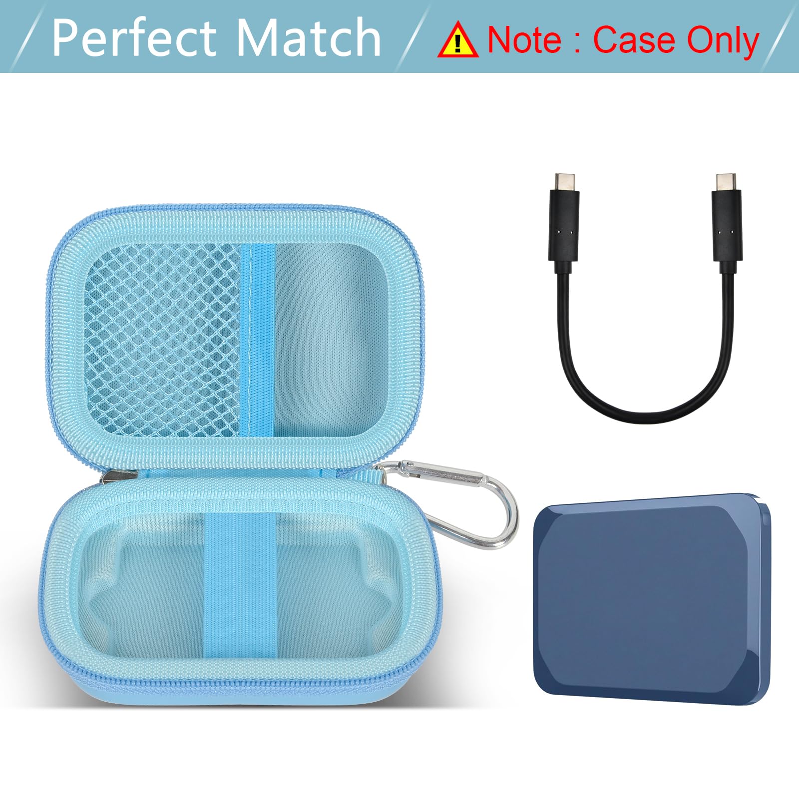Hard Carrying Case for Crucial X10/X9 Pro Portable SSD–Shockproof External SSD Storage Bag with Mesh Pocket