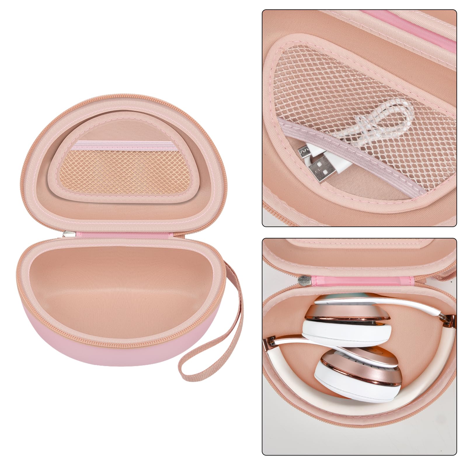Shockproof Foldable Headphone Travel Case with Mesh Pocket – Compatible with Solo and Studio