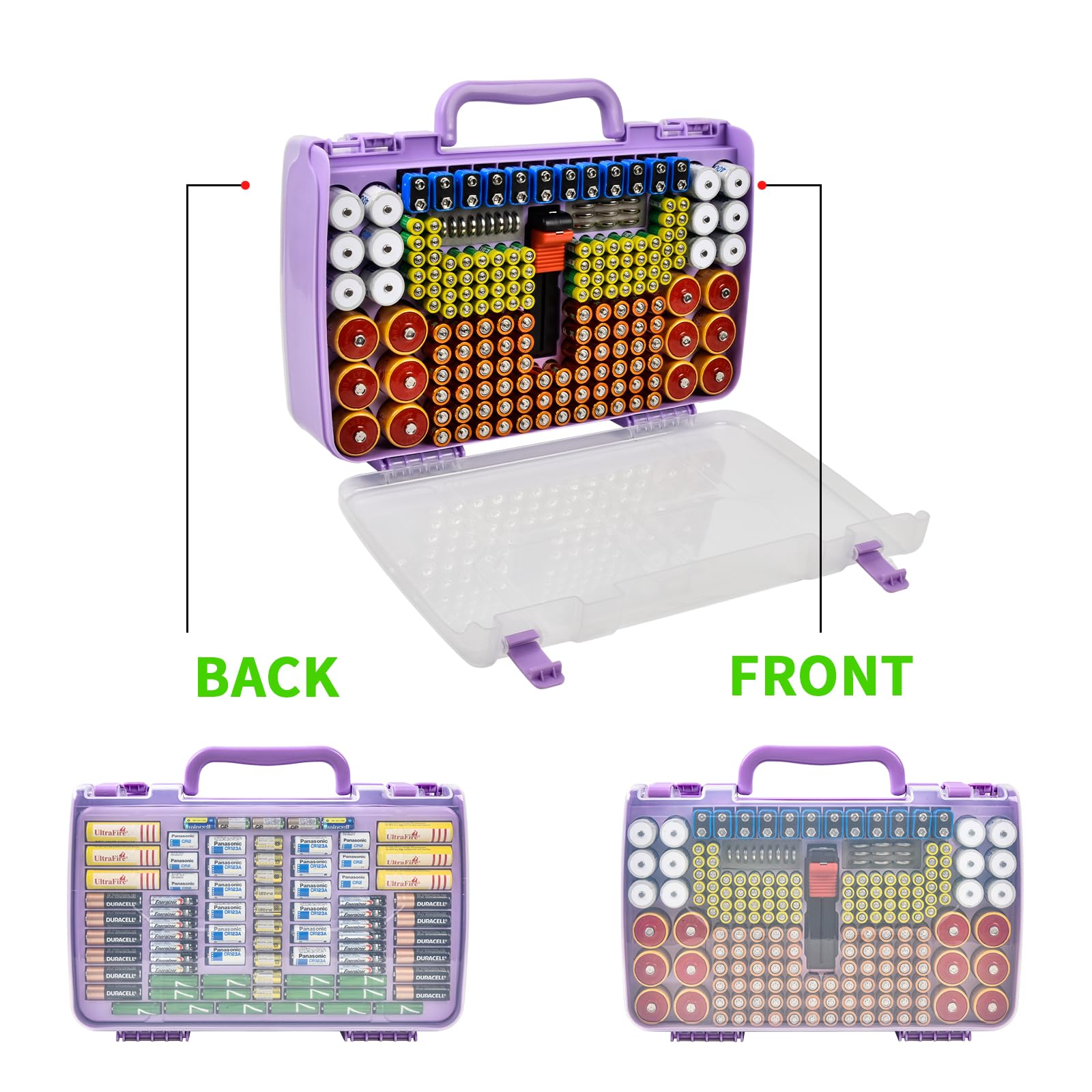 269 Slot Battery Organizer Case with Tester – Heavy Duty Storage Box for AA, AAA, 9V and More