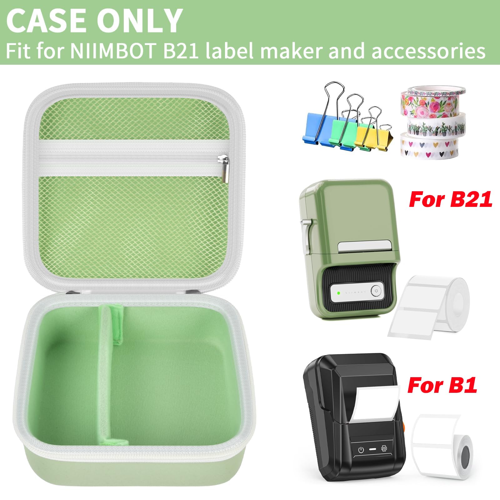 Travel Case for NIIMBOT B21 / B21 Pro / B1 Label Maker – Portable Storage Organizer for Labels and Accessories