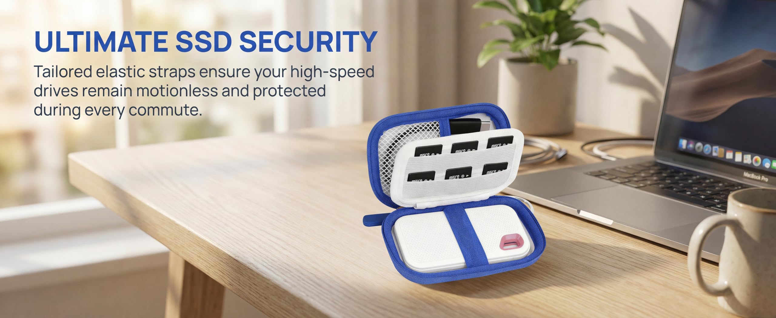 Portable SSD Case for SanDisk Extreme And Extreme PRO, Hard Shell Travel Storage  with SD Card Holder