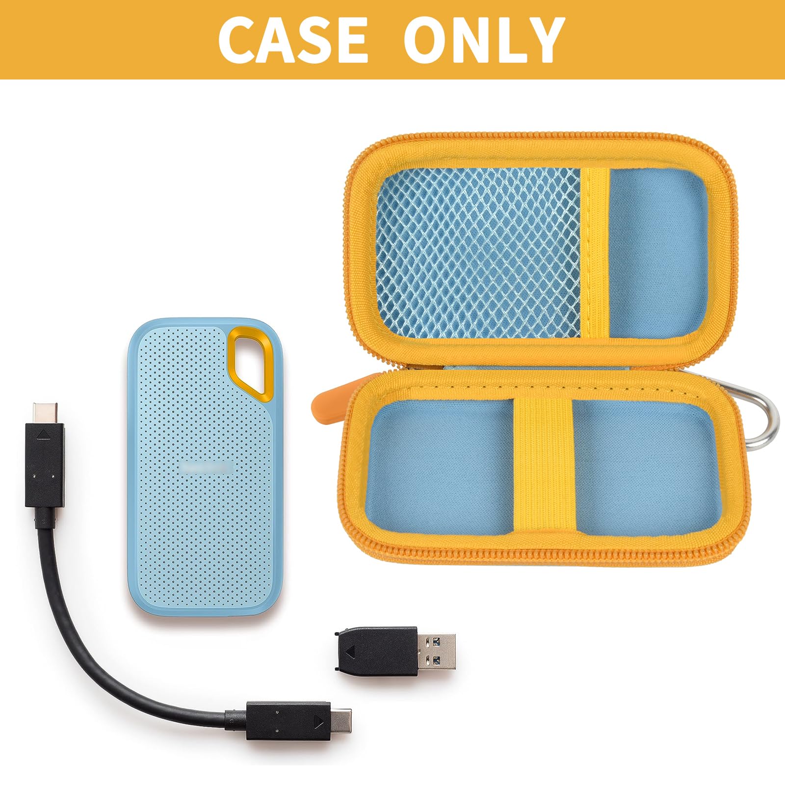 Portable SSD Case for SanDisk Extreme And Extreme PRO, Hard Shell Travel Storage  with SD Card Holder