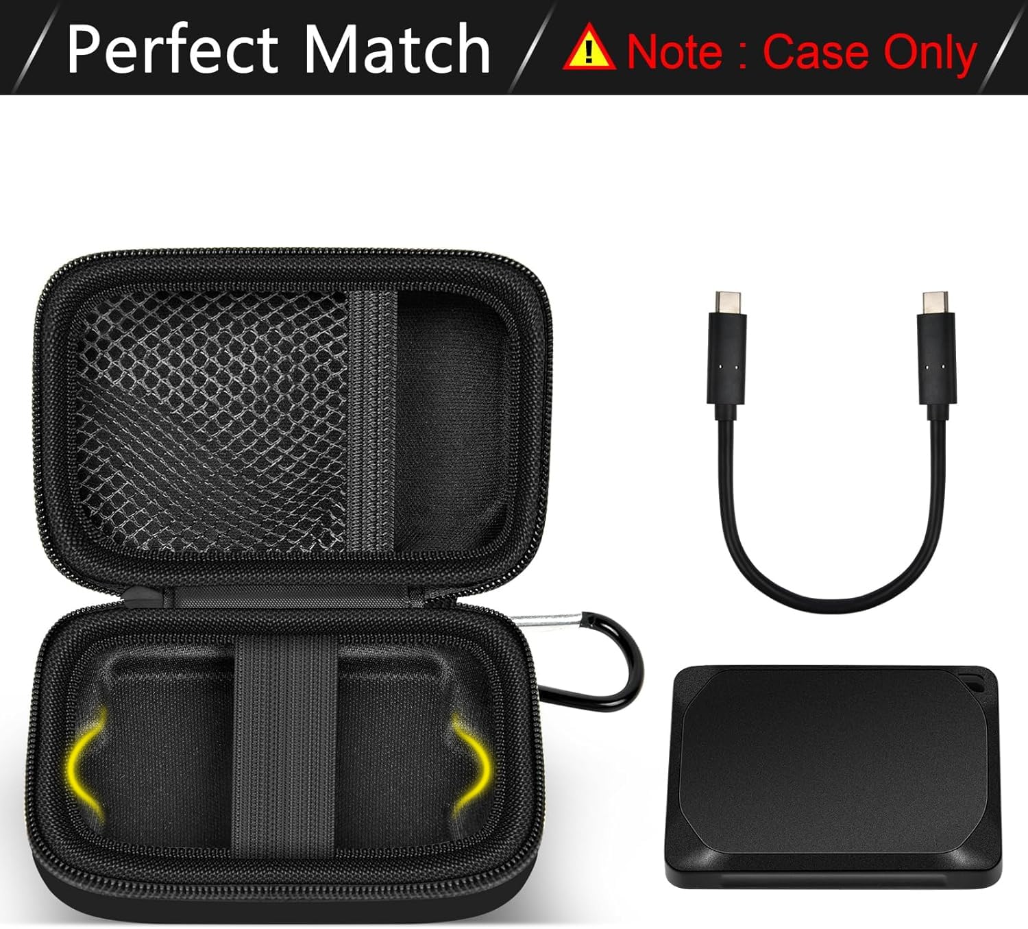 Hard Carrying Case for Crucial X10/X9 Pro Portable SSD–Shockproof External SSD Storage Bag with Mesh Pocket