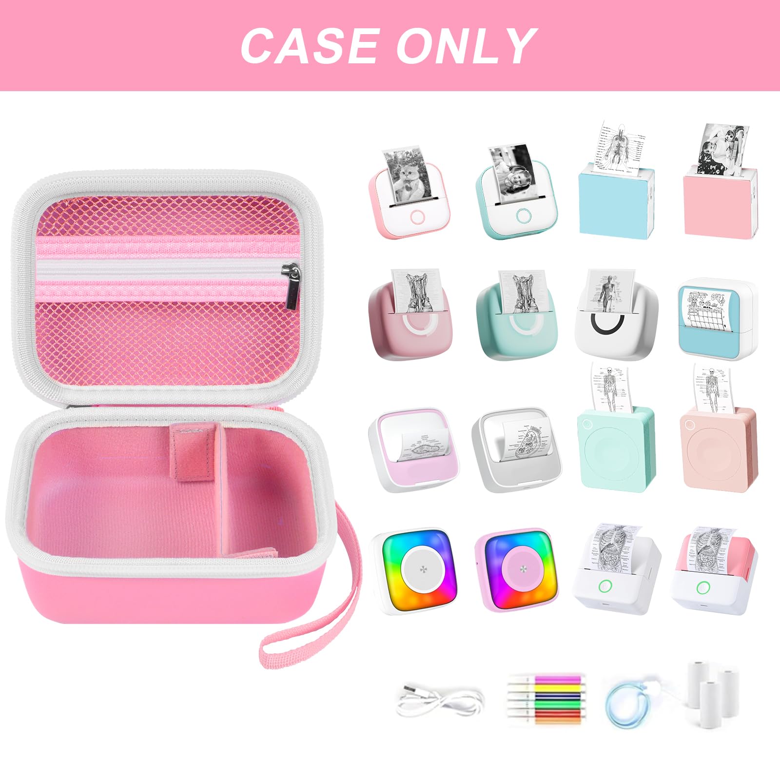 Label Maker Case for Memoking T02 and Phomemo M02 Mini Printer Storage