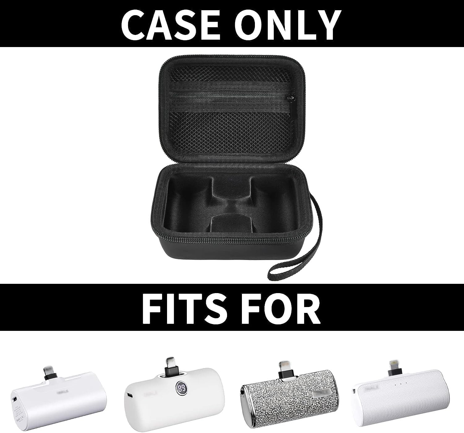 Portable Charger Case for Mini Power Bank, Hard Shell Travel Storage Bag with Cable Pocket