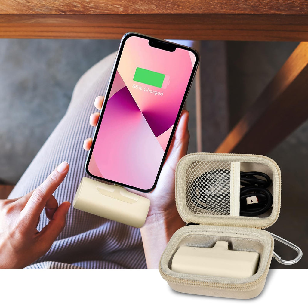 Portable Charger Case for Mini Power Bank, Hard Shell Travel Storage Bag with Cable Pocket
