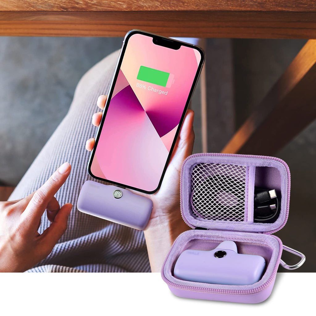 Portable Charger Case for Mini Power Bank, Hard Shell Travel Storage Bag with Cable Pocket