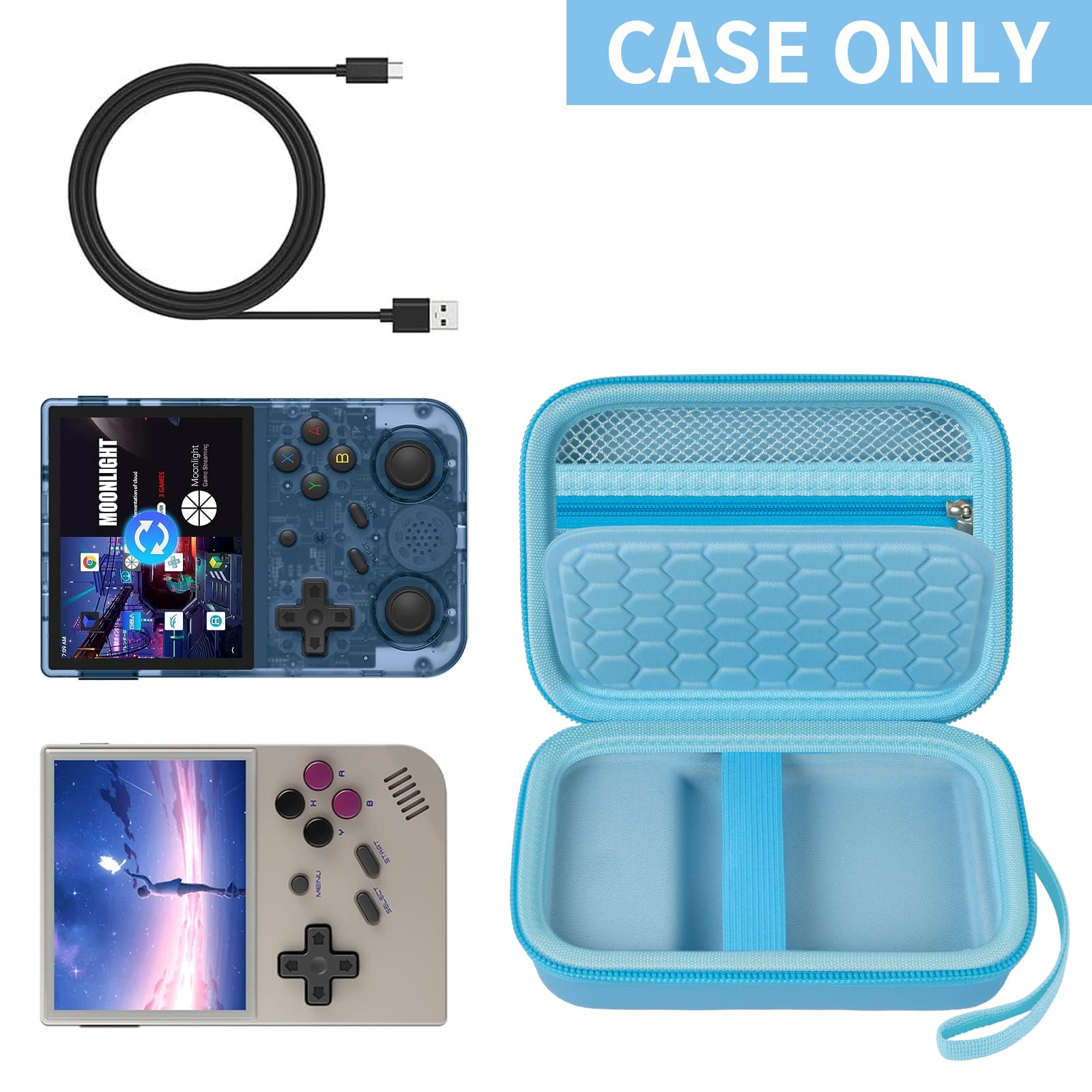 Retro Handheld Console Carrying Case for R36S / RG353V / RG353VS – Shockproof Travel Storage Bag
