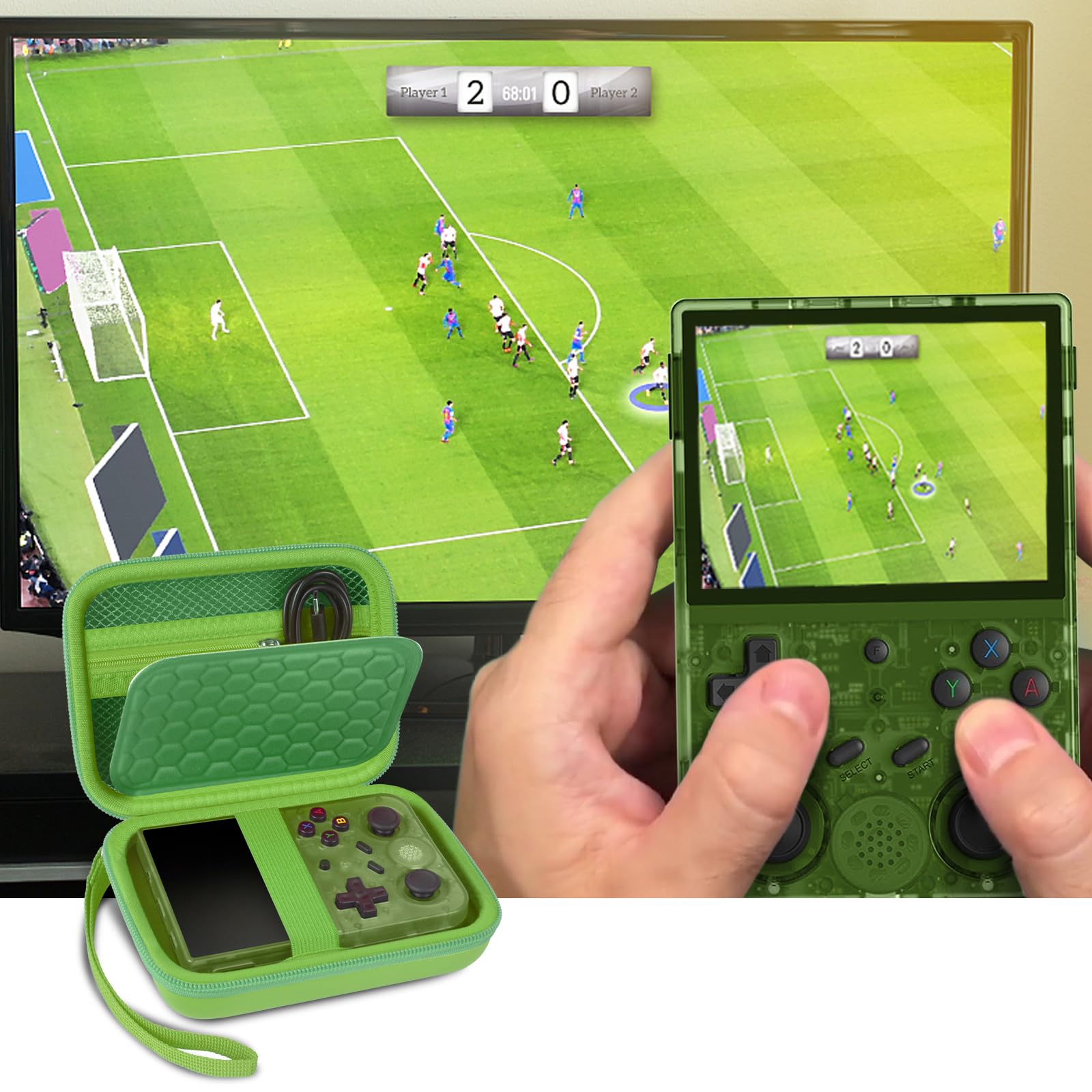 Retro Handheld Console Carrying Case for R36S / RG353V / RG353VS – Shockproof Travel Storage Bag