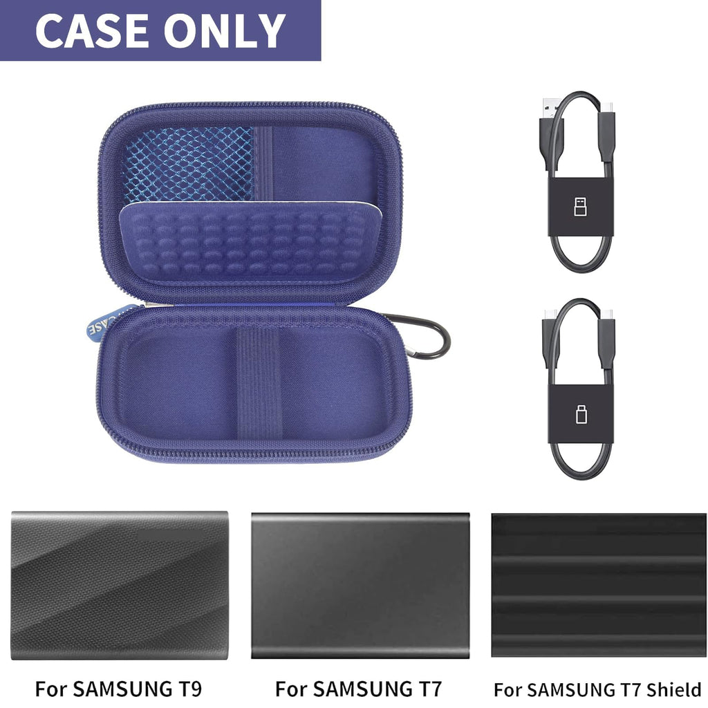 Portable SSD Case and Travel Organizer for 1TB/2TB/4TB Samsung T9/T7 External Drive