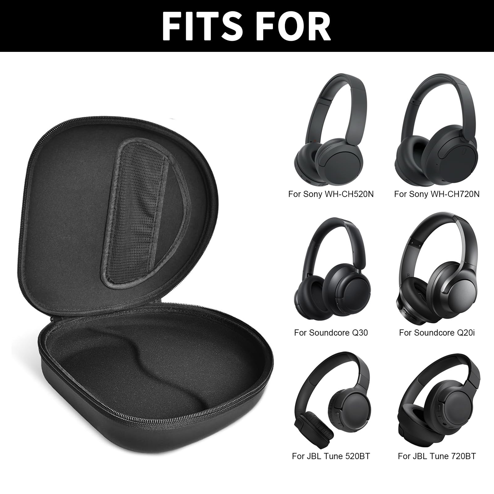 Headphone Carrying Case for Sony WH-CH720N and JBL Tune 720BT Wireless Headphones