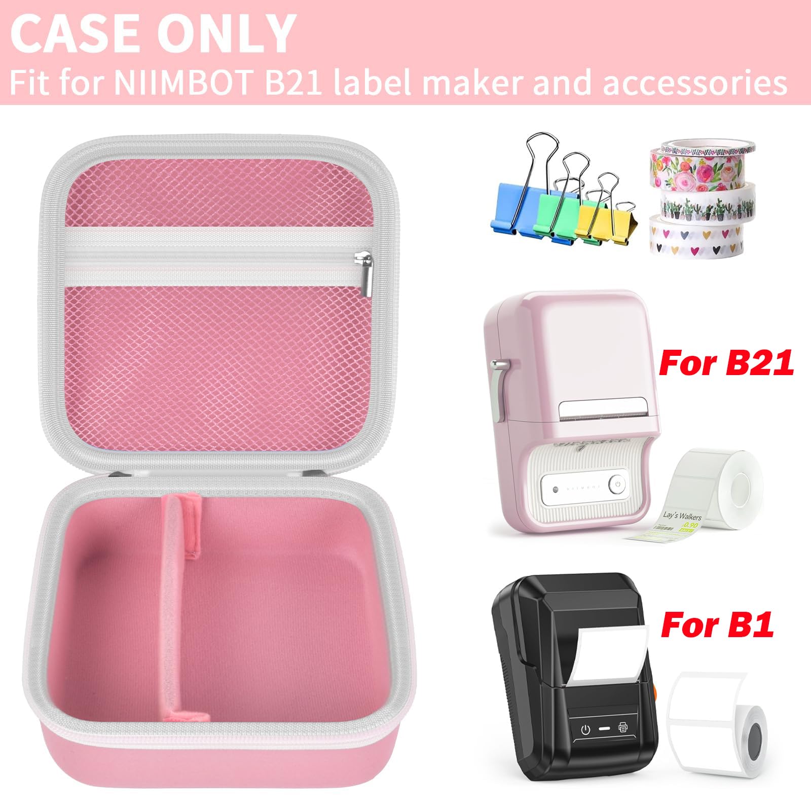 Travel Case for NIIMBOT B21 / B21 Pro / B1 Label Maker – Portable Storage Organizer for Labels and Accessories