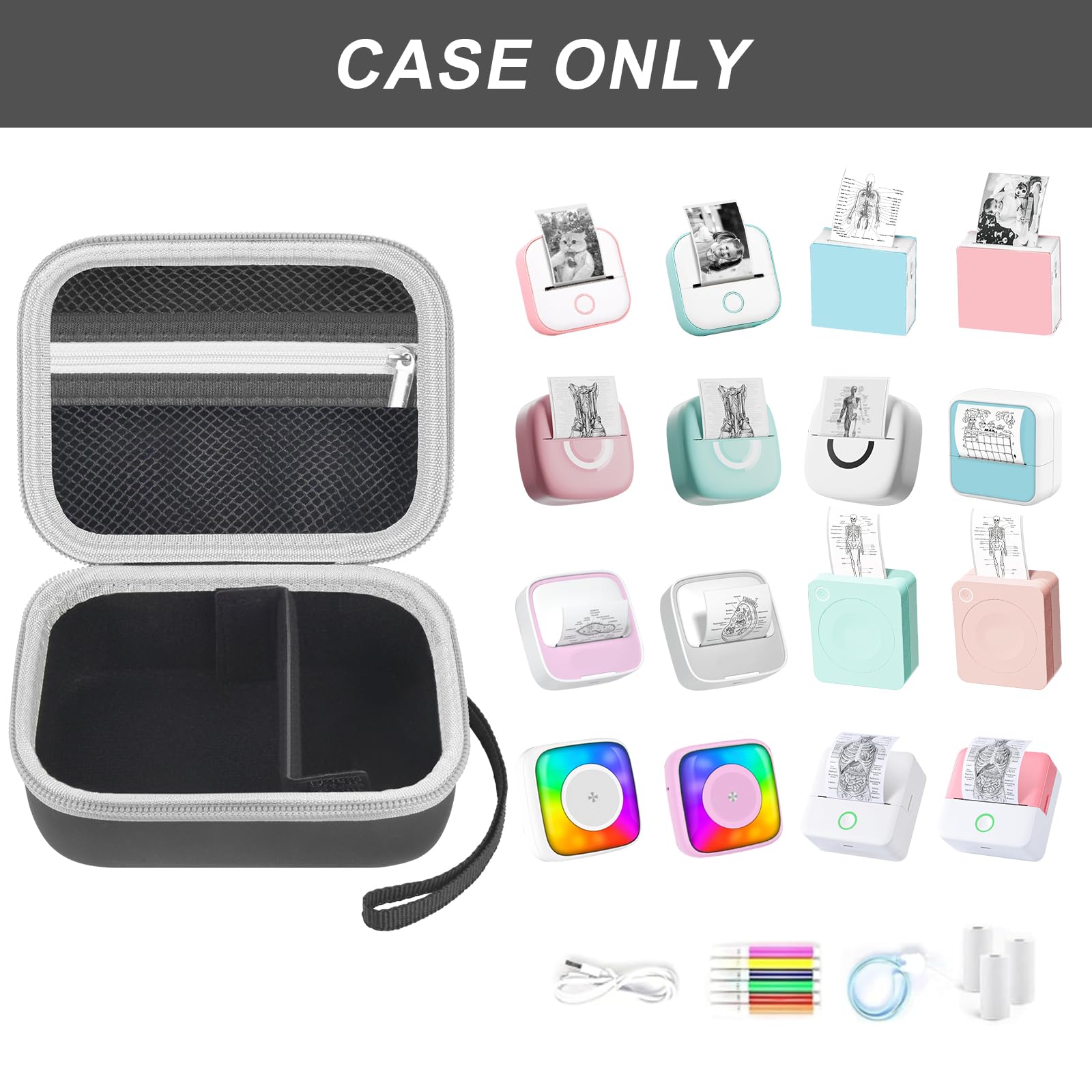 Label Maker Case for Memoking T02 and Phomemo M02 Mini Printer Storage