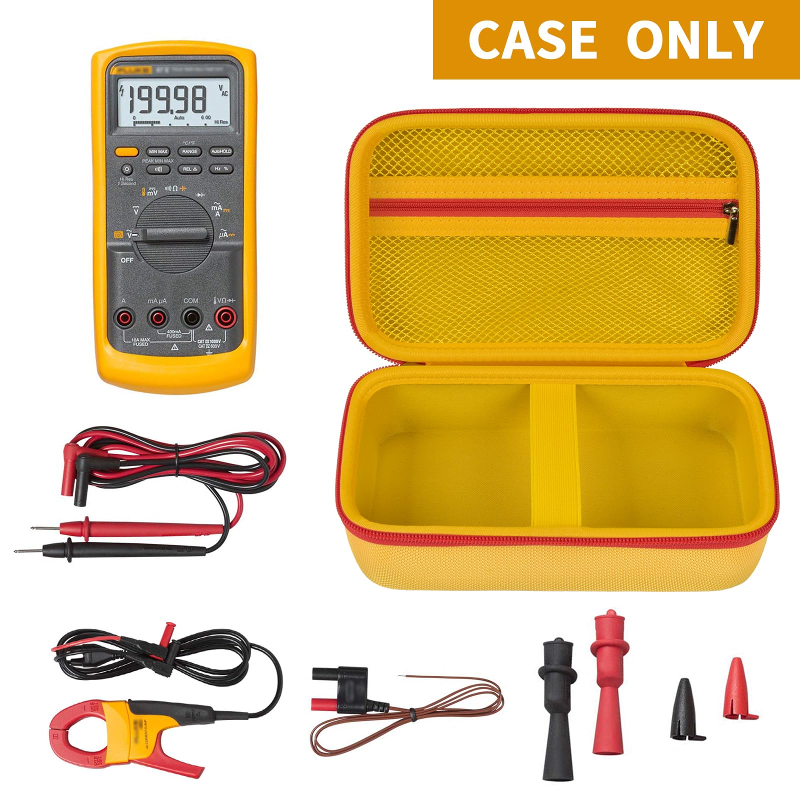 Hard Carrying Case for Fluke Digital Multimeter – Protective Travel Organizer for Meter and Test Leads