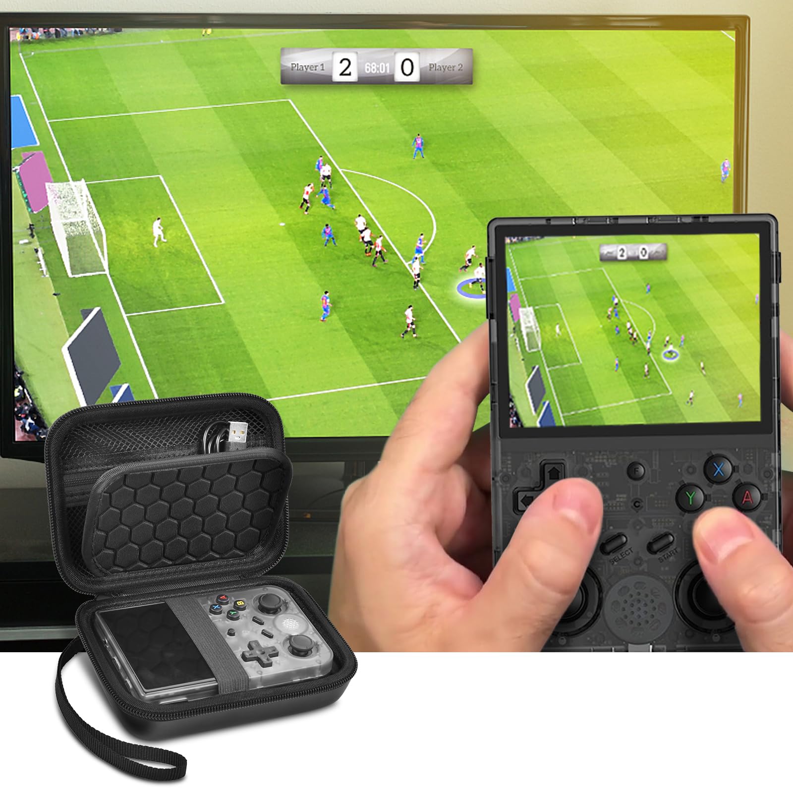 Retro Handheld Console Carrying Case for R36S / RG353V / RG353VS – Shockproof Travel Storage Bag
