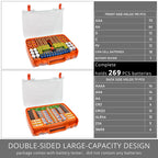 269 Slot Battery Organizer Case with Tester – Heavy Duty Storage Box for AA, AAA, 9V and More
