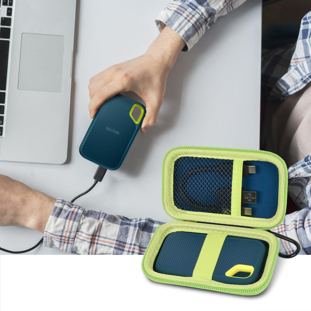 Portable SSD Case for SanDisk Extreme And Extreme PRO, Hard Shell Travel Storage  with SD Card Holder