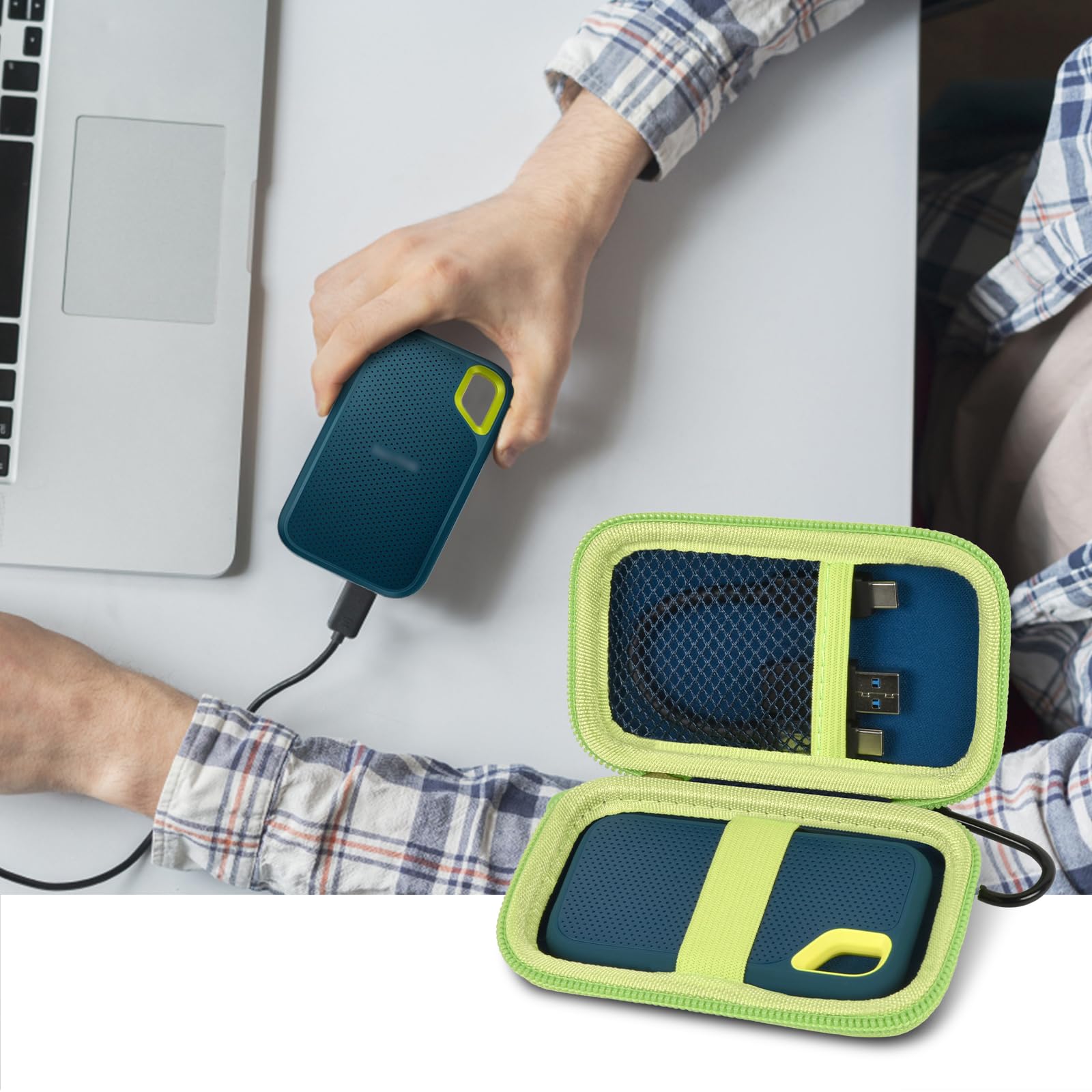 Portable SSD Case for SanDisk Extreme And Extreme PRO, Hard Shell Travel Storage  with SD Card Holder