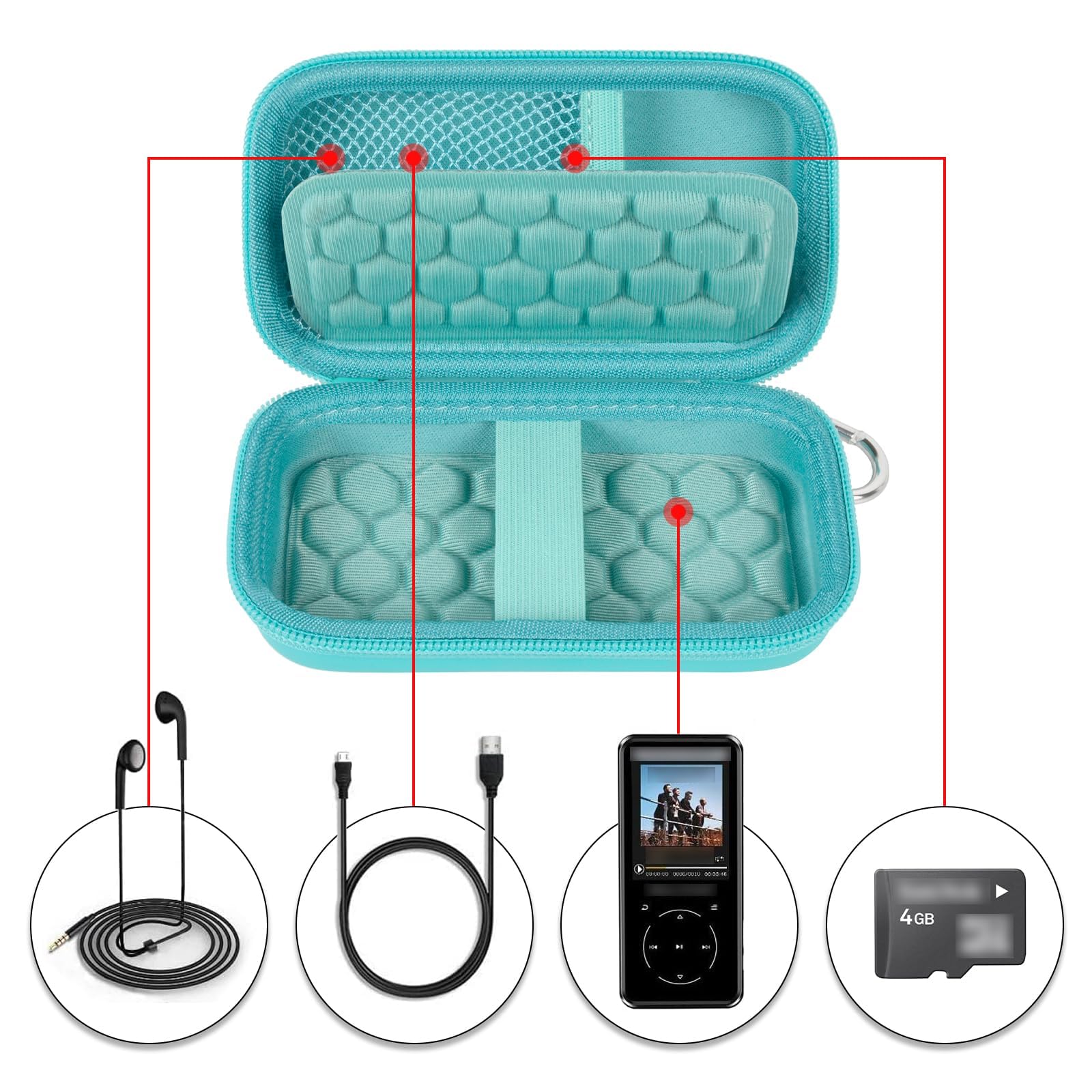 Portable MP3 / MP4 Player Case – Protective Travel Organizer for Music Players and Accessories