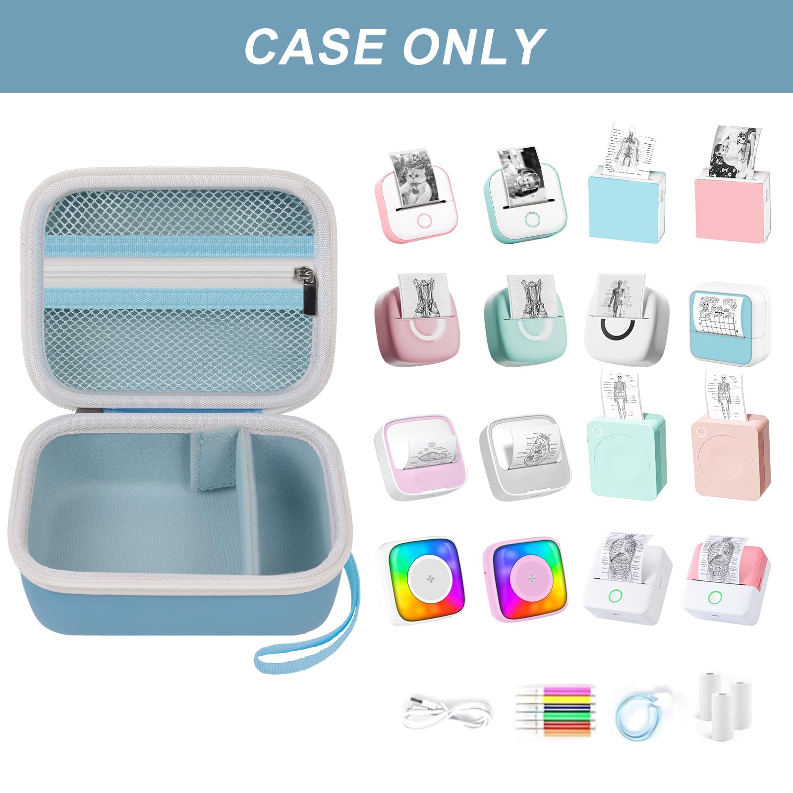 Label Maker Case for Memoking T02 and Phomemo M02 Mini Printer Storage