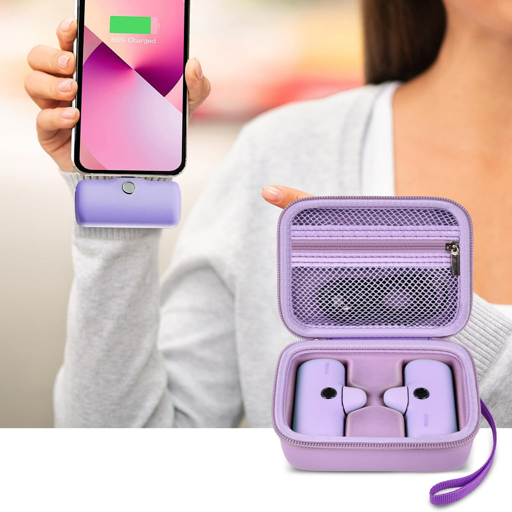 Portable Charger Case for Mini Power Bank, Hard Shell Travel Storage Bag with Cable Pocket