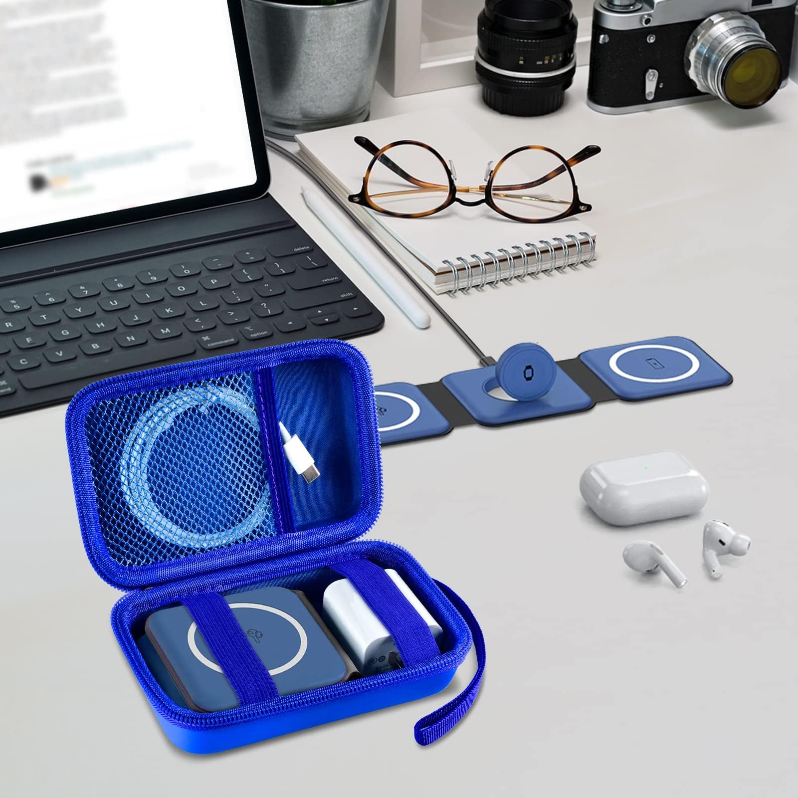 Premium Travel Organizer for Foldable 3-in-1 Magnetic Wireless Charging Station