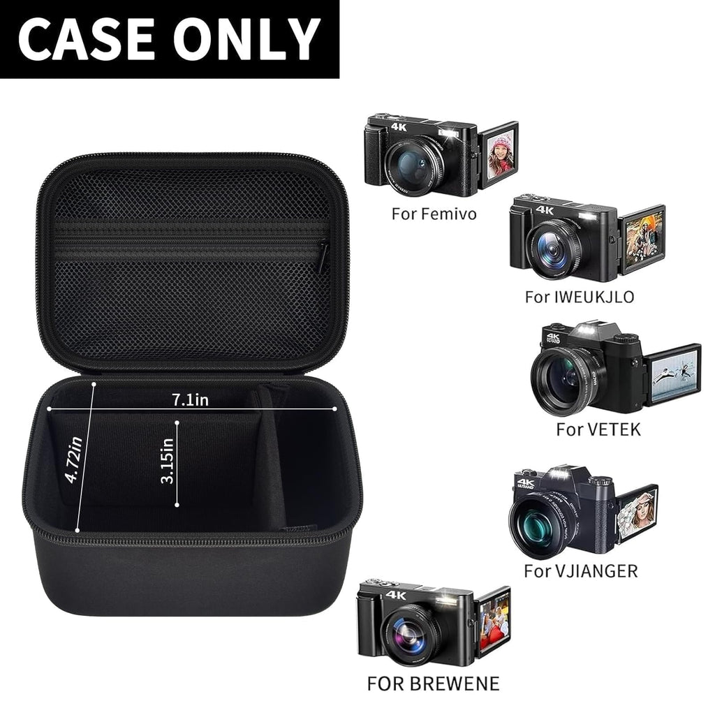 Vlogging Camera Case for 4K Digital Cameras–Portable Storage for Lens and Accessories