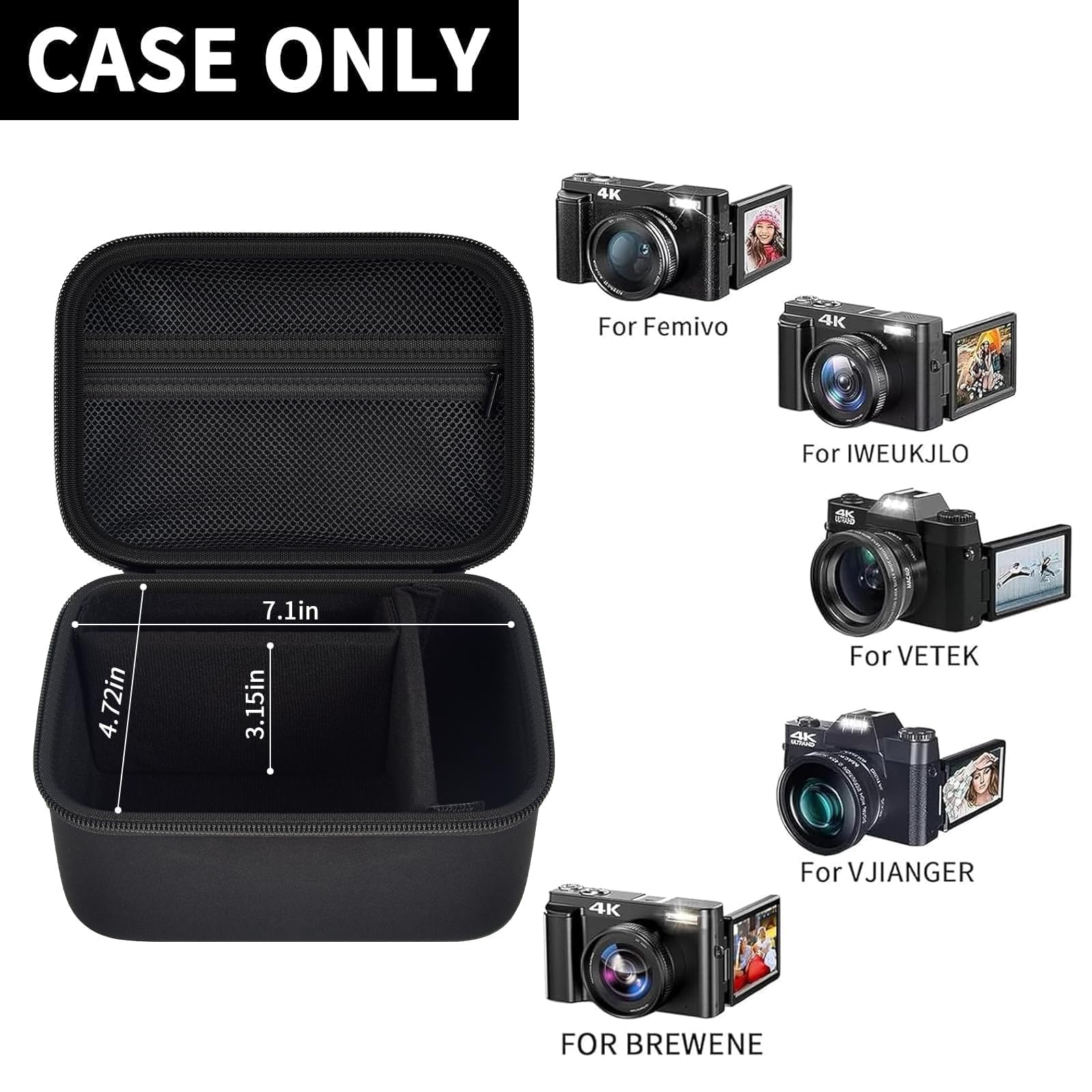 Vlogging Camera Case for 4K Digital Cameras–Portable Storage for Lens and Accessories