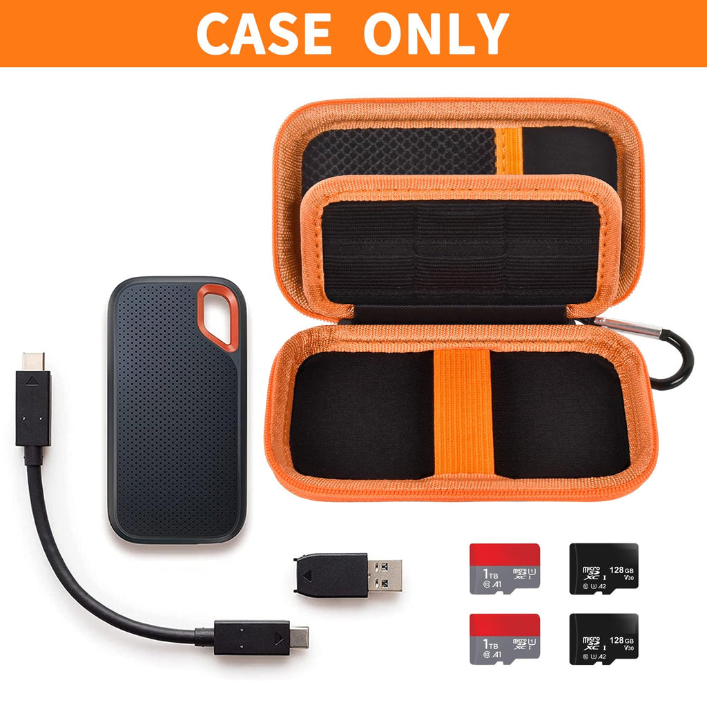 Portable SSD Case for SanDisk Extreme And Extreme PRO, Hard Shell Travel Storage  with SD Card Holder