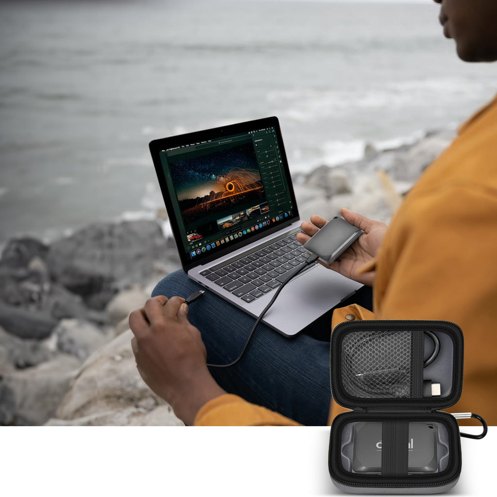 Hard Carrying Case for Crucial X10/X9 Pro Portable SSD–Shockproof External SSD Storage Bag with Mesh Pocket