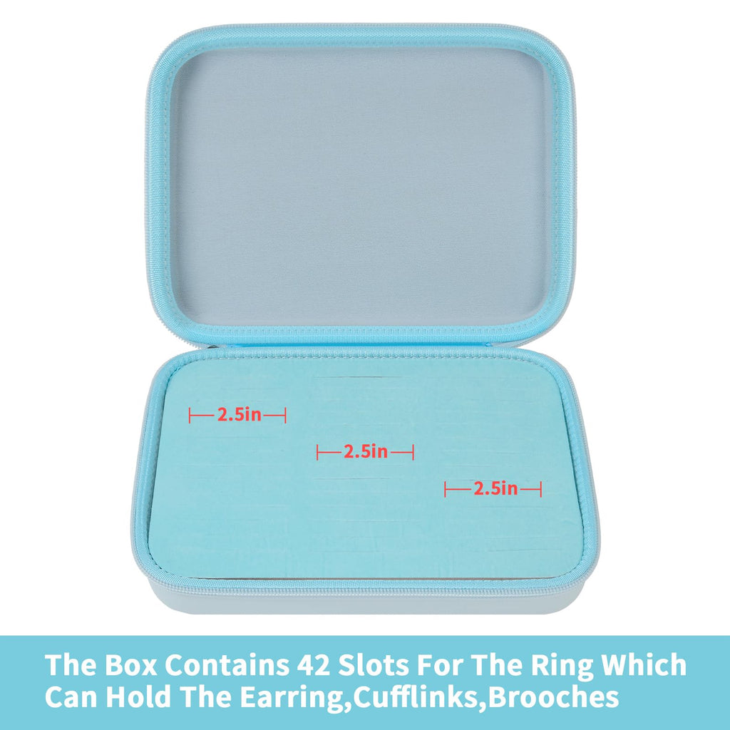 Ring Organizer Case with 42 Slots–Jewelry Display Box for Rings, Earrings and Cufflinks