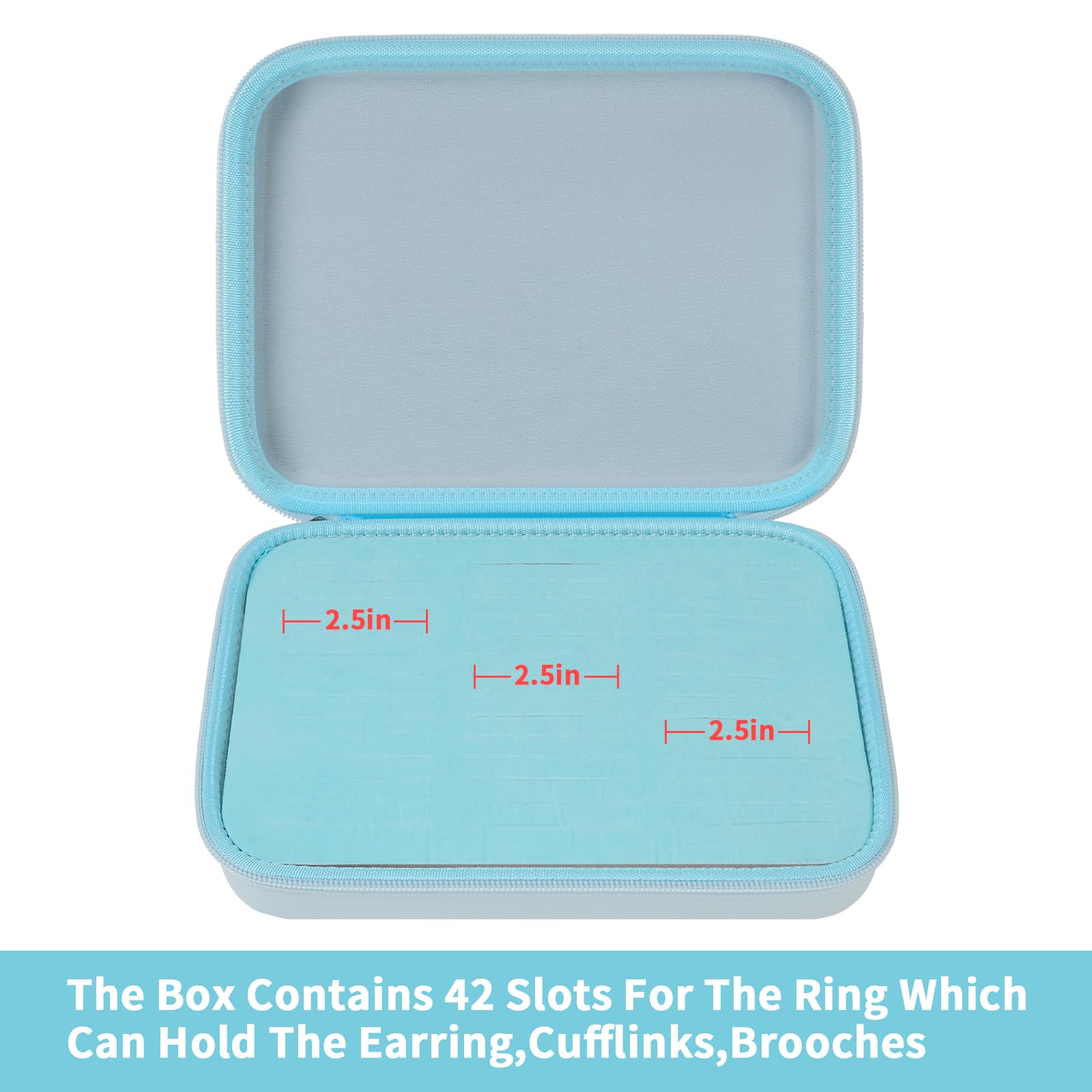 Ring Organizer Case with 42 Slots–Jewelry Display Box for Rings, Earrings and Cufflinks