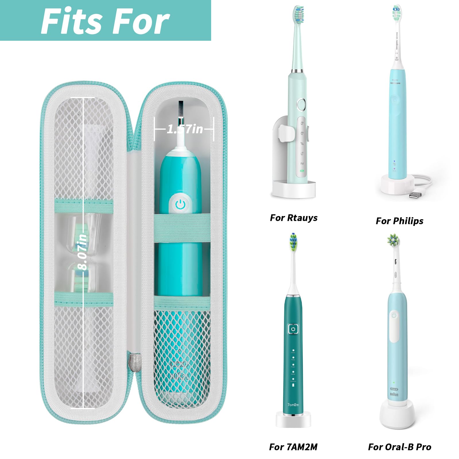 Electric Toothbrush Travel Case for Oral-B and Philips Sonicare - Waterproof Holder Bag