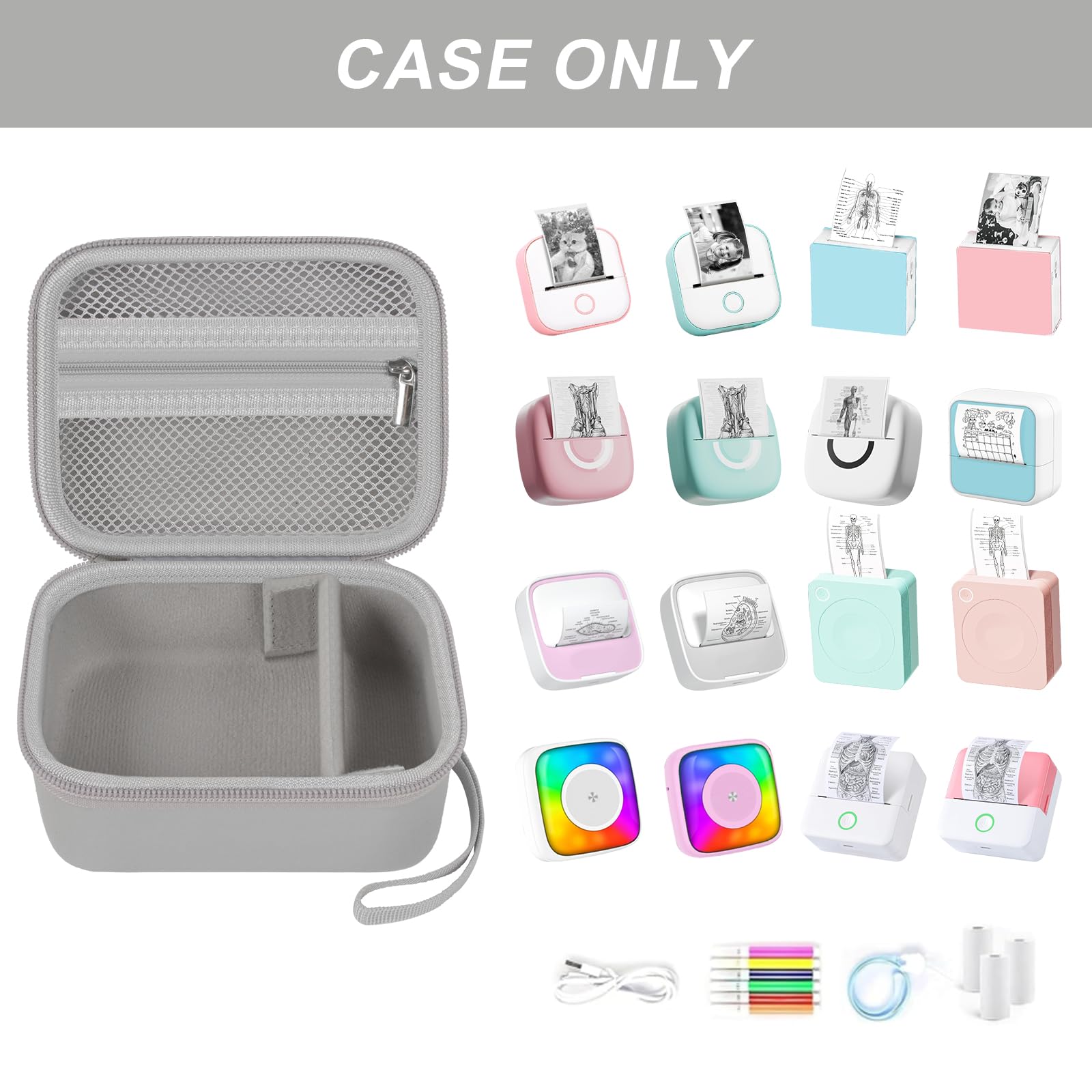 Label Maker Case for Memoking T02 and Phomemo M02 Mini Printer Storage
