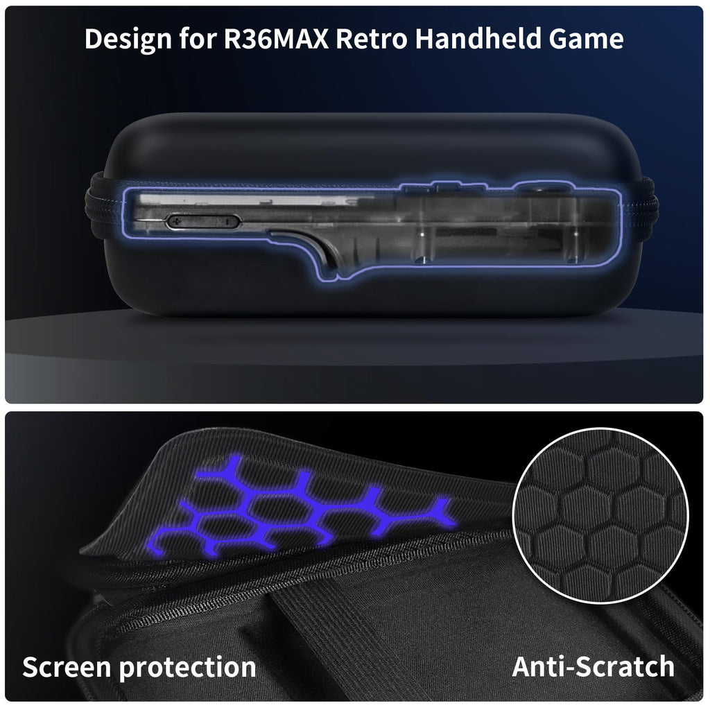 Retro Handheld Console Carrying Case for R36S / RG353V / RG353VS – Shockproof Travel Storage Bag