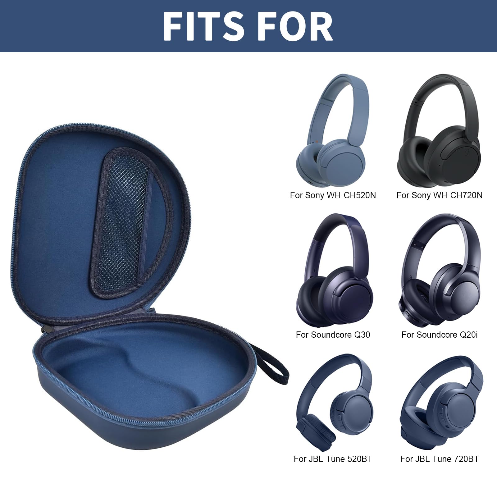 Headphone Carrying Case for Sony WH-CH720N and JBL Tune 720BT Wireless Headphones