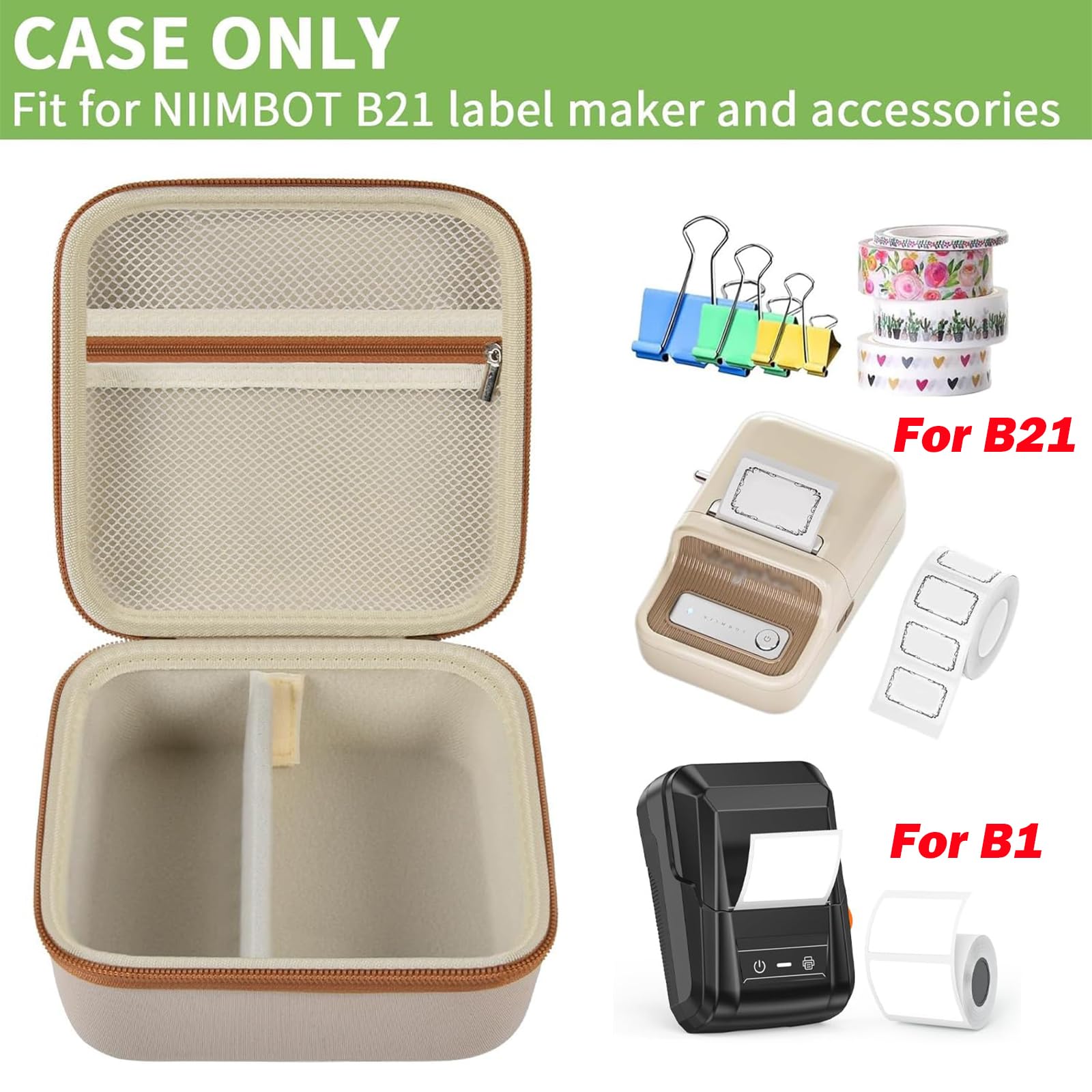 Travel Case for NIIMBOT B21 / B21 Pro / B1 Label Maker – Portable Storage Organizer for Labels and Accessories