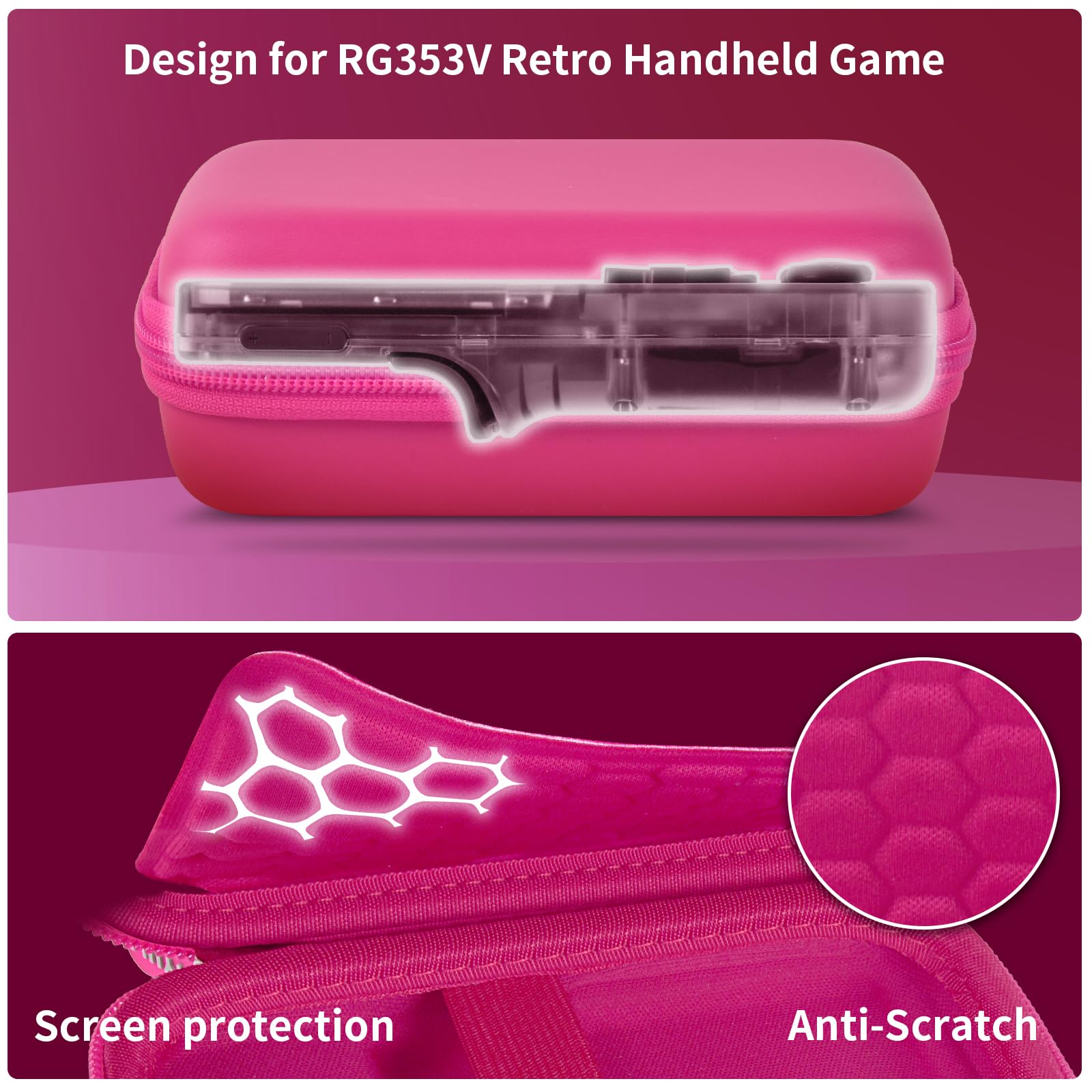 Retro Handheld Console Carrying Case for R36S / RG353V / RG353VS – Shockproof Travel Storage Bag