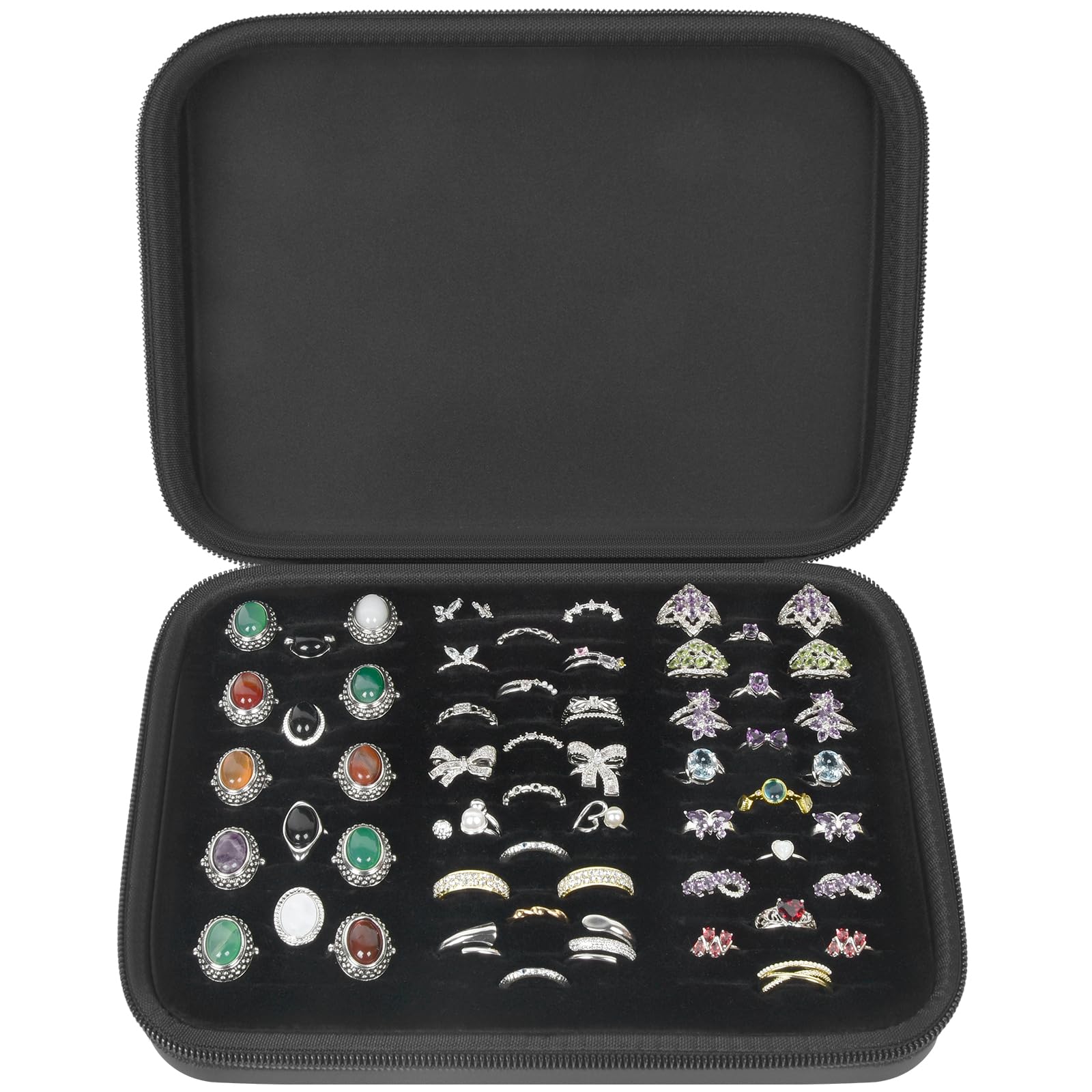 Ring Organizer Case with 42 Slots–Jewelry Display Box for Rings, Earrings and Cufflinks