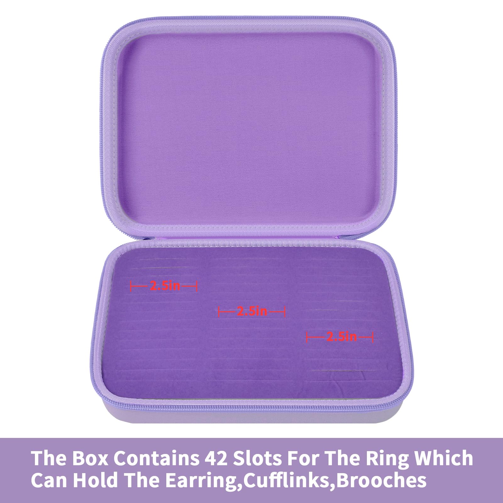 Ring Organizer Case with 42 Slots–Jewelry Display Box for Rings, Earrings and Cufflinks