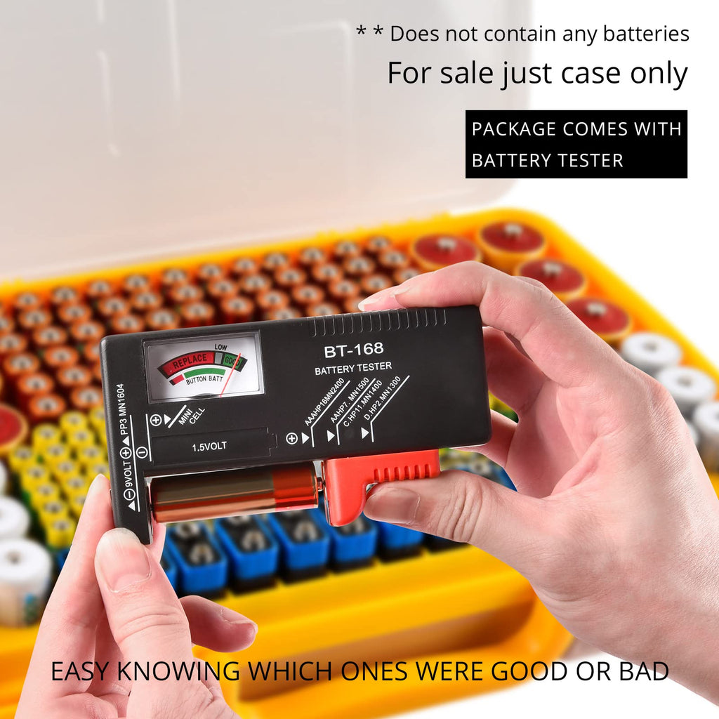 269 Slot Battery Organizer Case with Tester – Heavy Duty Storage Box for AA, AAA, 9V and More