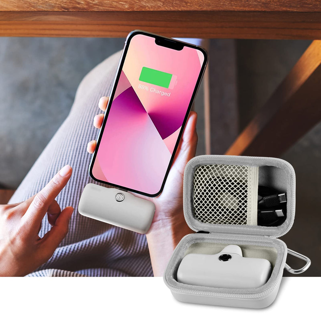 Portable Charger Case for Mini Power Bank, Hard Shell Travel Storage Bag with Cable Pocket