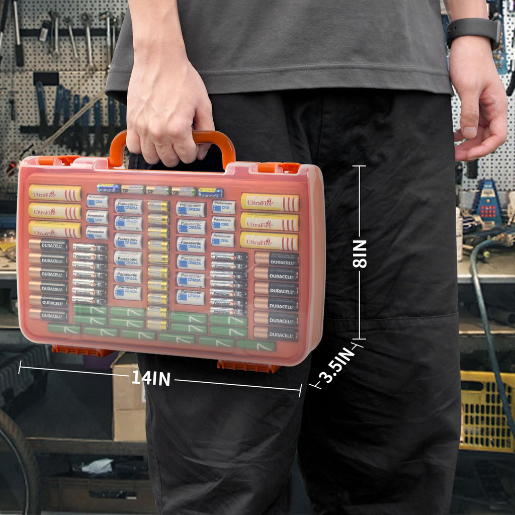 269 Slot Battery Organizer Case with Tester – Heavy Duty Storage Box for AA, AAA, 9V and More