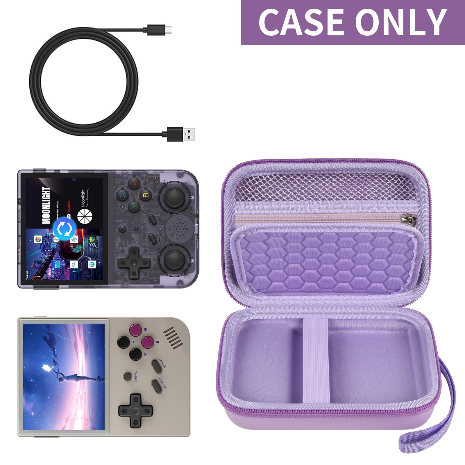 Retro Handheld Console Carrying Case for R36S / RG353V / RG353VS – Shockproof Travel Storage Bag