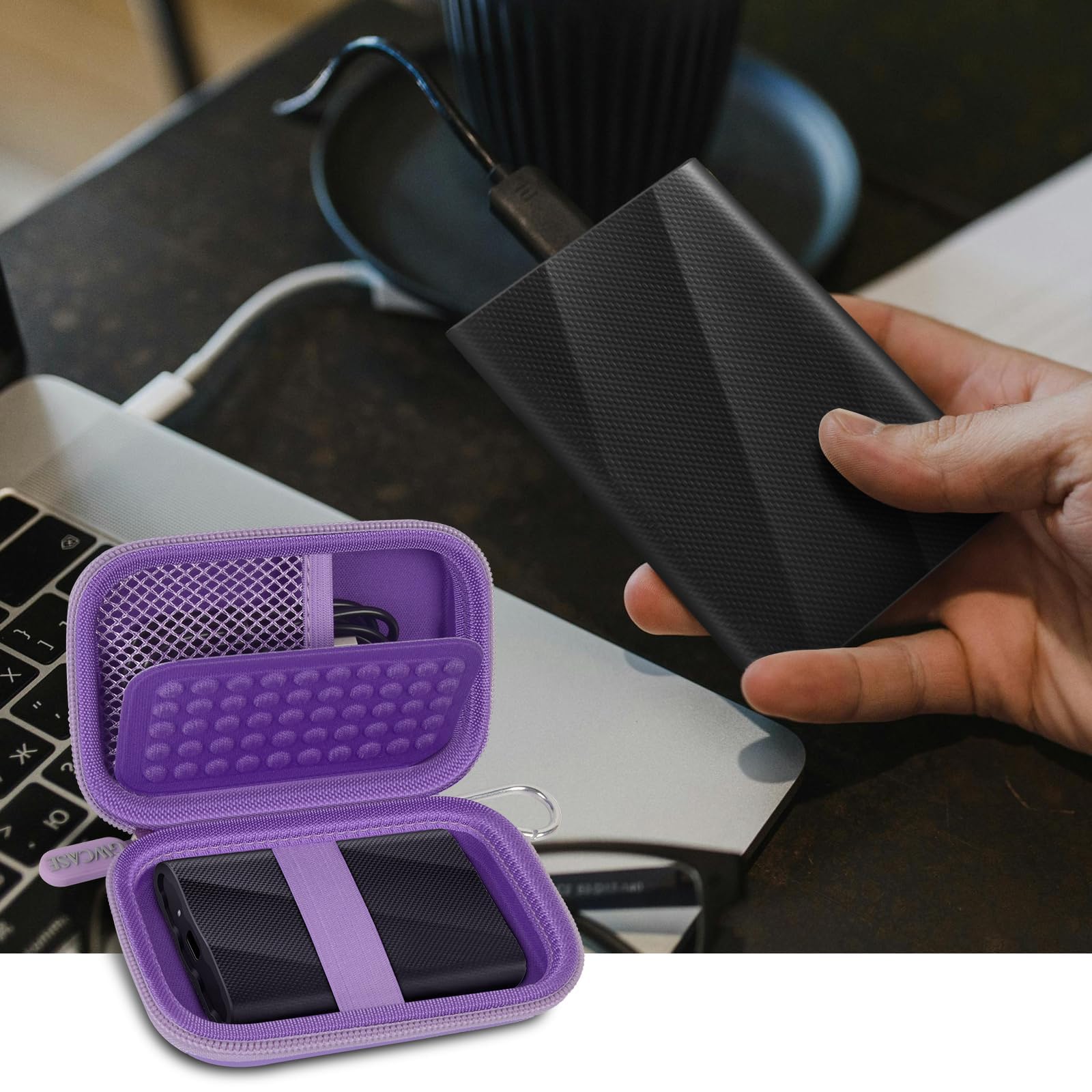 Portable SSD Case and Travel Organizer for 1TB/2TB/4TB Samsung T9/T7 External Drive