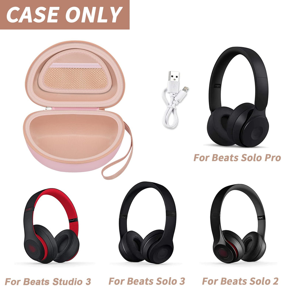 Shockproof Foldable Headphone Travel Case with Mesh Pocket – Compatible with Solo and Studio