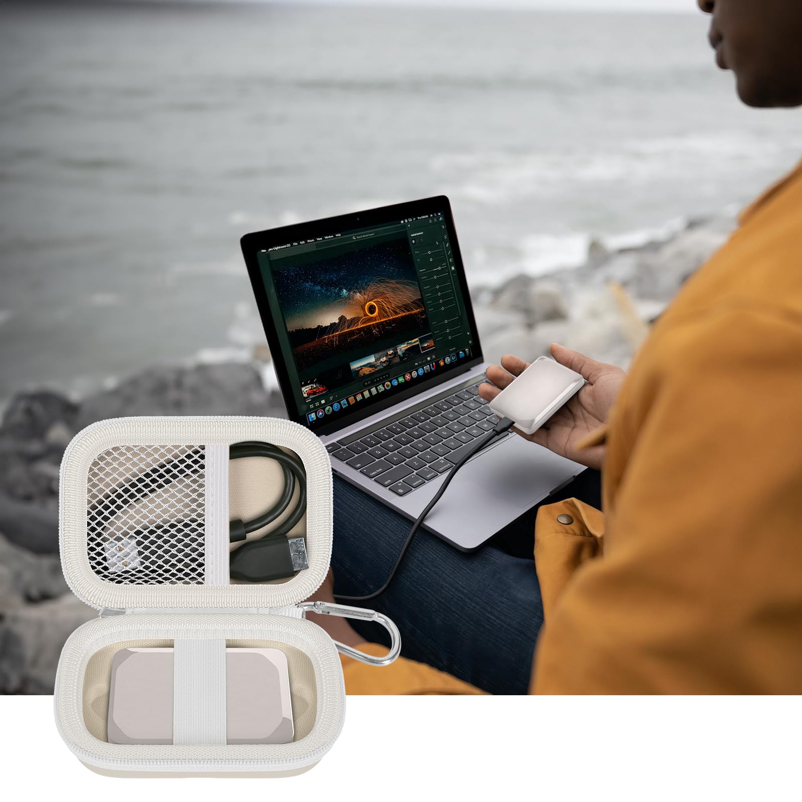 Hard Carrying Case for Crucial X10/X9 Pro Portable SSD–Shockproof External SSD Storage Bag with Mesh Pocket