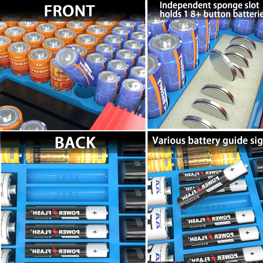269 Slot Battery Organizer Case with Tester – Heavy Duty Storage Box for AA, AAA, 9V and More