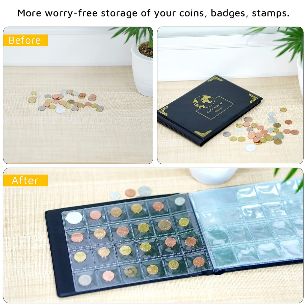 300 Pocket Coin Collection Album – Protective Coin Storage Book for Collectors